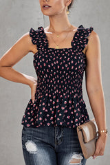 Forever Young – Plissiertes Tanktop mit Blumenmuster
