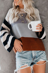 Suéter de punto de rayas múltiples Good Vibes