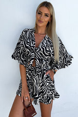 Love In The Air Printed Tie-Front Romper