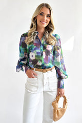 All About You Print Button Down Long Sleeve Top