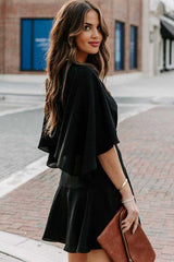 Feminine Love Cape Short Sleeve Wrap Mini Dress