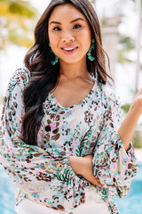 Speak Your Love Print Balloon Sleeve Top