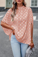 Making Promises Dotted Short Sleeve Cape Top