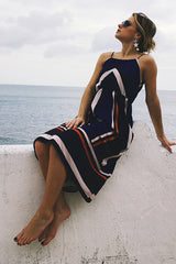 Vestido midi de rayas finas