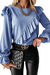 Elegant Image Ruffled Long Sleeve Top