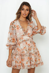 Love is Life Ruffled Printed Mini Dress