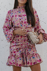 Vacay Babe – Bedrucktes, gesmoktes Minikleid