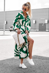 Let's Get Going Print Long Sleeve Maxi Dress