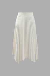 Faux Leather Asymmetric Hem Midi Skirt
