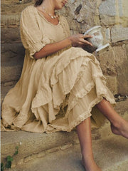 Vestido largo de encaje con temperamento