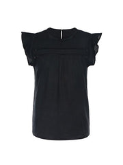 Einfarbige T-Shirts mit Patchwork-Kragen und Blütenblättern