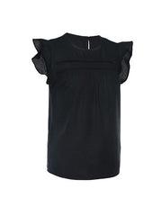 Einfarbige T-Shirts mit Patchwork-Kragen und Blütenblättern