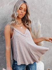 Chalecos sin mangas con cuello en V lisos para verano