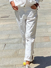 Pantalones casuales lisos de talla grande