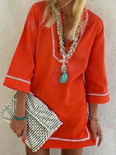 Vestidos rectos de gasa con cuello en V, holgados y sencillos, de talla grande