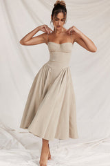 Vestido midi con bustier y tirantes "Anhelo de amor"