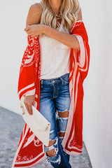 Kimono con estampado bohemio de olas de calor