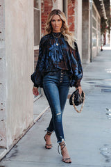 Sweet Side bedrucktes Oberteil mit auffälligen Ärmeln