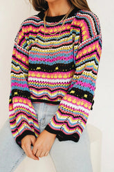 Suéter de punto de rayas de colores Let's Get Away