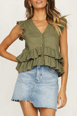 Sweet Songbird V-neck Layered Ruffle Top