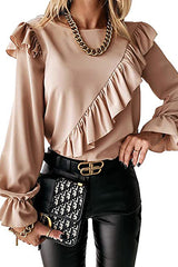 Elegant Image Ruffled Long Sleeve Top
