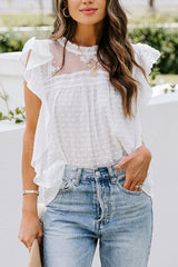 Breezy Days Lace Embroidered Ruffle Top