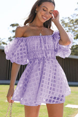 Loveliest Looks Off Shoulder Ruffled Mini Dress