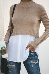 Double Layer High-Neck Knit Top