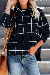 Suéter de punto a cuadros con cuello alto Cozy Moments