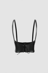 Faux Leather Lace-Up Corset Belt