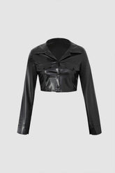 Faux Leather Cropped Jacket
