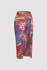 Traje de baño de malla transparente con estampado floral