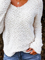 Pullover mit V-Ausschnitt aus Polyester-Baumwolle