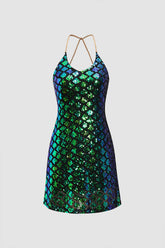 Chain Strap Sequin Mini Dress
