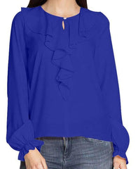 Blütenblattkragen Langarm Lose Blusen