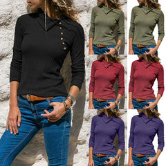 Schlichter Langarm-Pullover mit Button-Down-Muster
