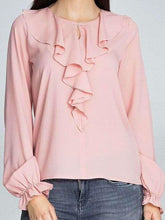 Blütenblattkragen Langarm Lose Blusen