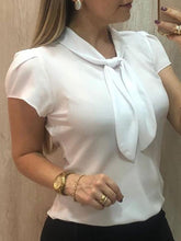 Blusas de verano de gasa con cuello de manga corta y lisas