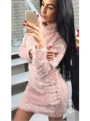 Suéteres de manga larga y cuello alto de felpa