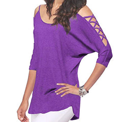 Offene Schulter Rundhalsausschnitt Aushöhlen Schlichte T-Shirts