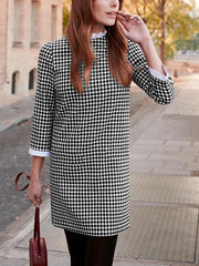 PAVACAT KARIERTES RUNDHALS-FREIZEITETUIKLEID