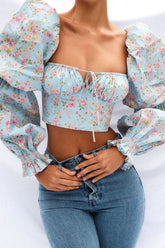 More To Adore Ruched Long Sleeve Crop Top
