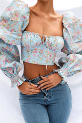 More To Adore Ruched Long Sleeve Crop Top