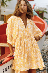 Vestido mini babydoll estampado "Take Your Joy"