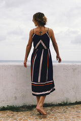 Vestido midi de rayas finas