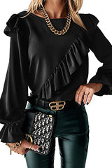 Elegant Image Ruffled Long Sleeve Top