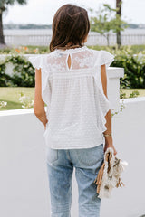 Breezy Days Lace Embroidered Ruffle Top
