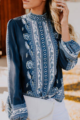 Love Always Print Smocked Long Sleeve Top