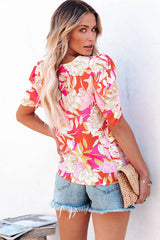 Love Life Floral Print Puff Sleeve Top