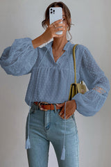 Lovely New Day Lace Swiss Dot Long Sleeve Top